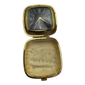 Vintage‎ Rensie Travel Alarm Clock in Gold Case - Made in Germany